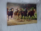 Horse Racing Oil Painting possible Leroy Neiman