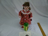 Holly in Christmas Pajamas Porcelain Collector Doll by Elaine Campbell The Danbury Mint Company