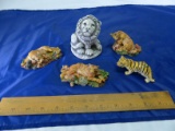 Figurines 3 Tigers on platforms , 1 Tiger, 1 Lion Bekka Mt St Helens Ash