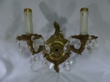 Spanish Crystal Cast Brass Wall Sconces