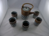 Vintage Japanese Pottery Tea Set of 5 Tea  Cups and Tea pot