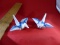 Antique Set Of Japanese Porcelain Blue And White Origami Style Swans