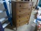 Circa Late 1800's Early 1900's Oak 5 Drawer Dresser With Mirror On Wheels