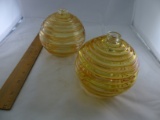 Light Orange Glass Balls, Vintage Carnival Glass Vase