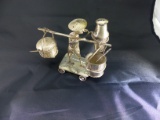 Antique Chinese, Silver, Man On Rolling Cart Export Salt,