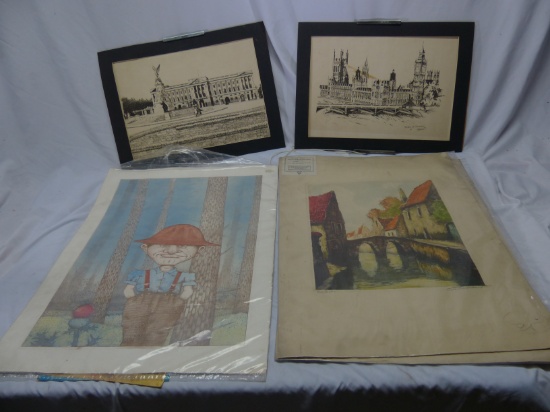 Vintage Artwork Etchings, Drawings And Prints