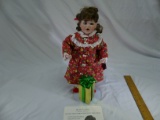 Holly In Christmas Pajamas Porcelain Collector Doll By Elaine Campbell The Danbury Mint Company
