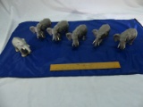 5 Rubber Elephants, 1 Plastic Elephant Made In China,