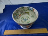 Antique Chinese Porcelain Pedestal Bowl Bird And Floral Design