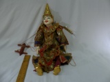 Antique Shadow Puppet Wood Crafted, Hand Painted , With Hand Made Clothes
