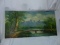 C.W.LAI Oil Painting Chinese Mountain with Bridge