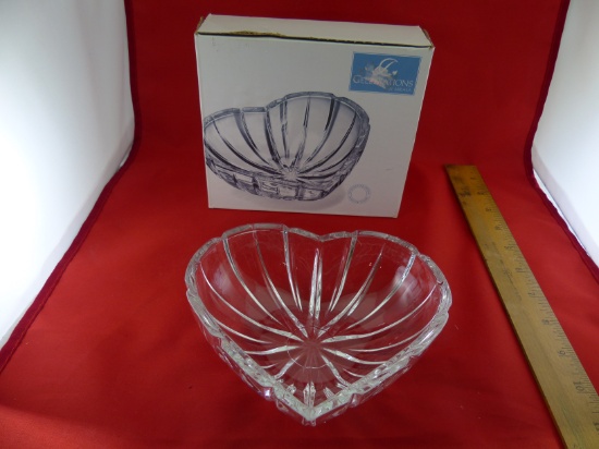 Oval Crystal Candy Dish, Heart  Shaped Dish, Crystal Vase leaded 24% Tulip Design