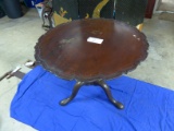 1800's Victorian Wine Table Mahogany 3 Pedistal Footed Base, Hinged Top, 36