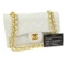 CHANEL Quilted CC Double Flap Chain Shoulder Bag White