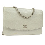 CHANEL Brilliant CC Chain Shoulder Wallet Bag Silver