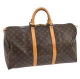 LOUIS VUITTON KEEPALL 50 TRAVEL HAND BAG PURSE MONOGRAM