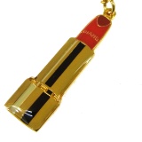 CHANEL Vintage CC Lipstick Motif Key Holder Charm Gold