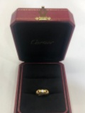 Cartier Thick Gold Band Ring with Diamond and Ruby 18k