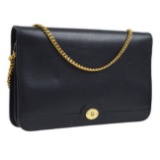 Vintage Christian Dior Double Chain Shoulder Bag: Navy