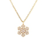 Bulgari 18K Gold Diamond Snowflake Pendant Necklace