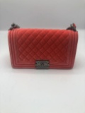 CHANEL Leather Caviar Quilted Boy Flap HandBag