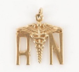 14 KT Yellow Gold Caduceus Staff of Hermes Charm