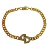 Vintage Christian Dior Rhinestone Gold Chain Bracelet