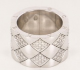 Chanel Matelasse Double Row Diamond Ring 750 18k White