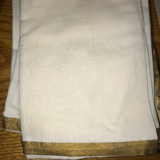 Lot of 12 Gold Trimmed Linen Napkins