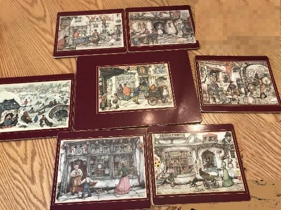 Set of 7 Felt Backed Table Mats from Lady Clare in England.