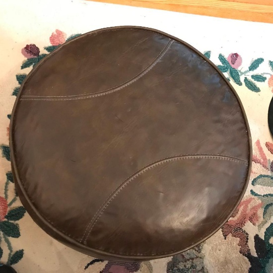 Brown Leather Ottoman