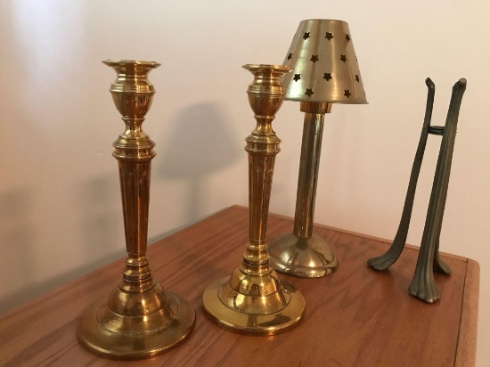 Lo of 4 Brass Candlesticks