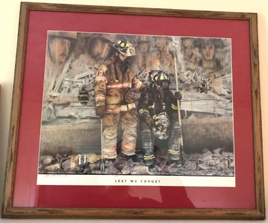 Signed "Lest We Forget" Framed signed print by Frank Smardo 2002 RARE
