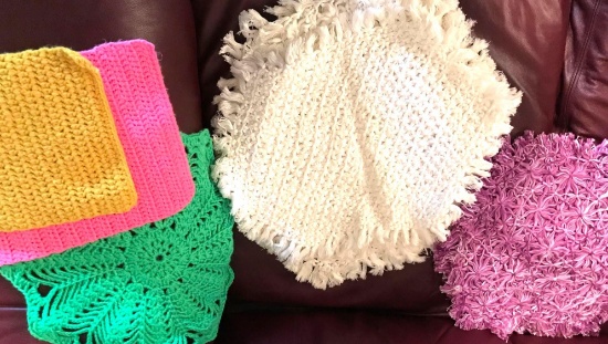 Lot of crocheted table mats and placemats