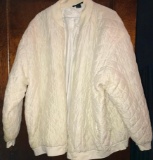 Women's White Silk Quilted Jacket - Size 3X