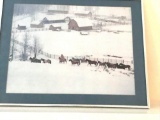 Professionally framed winter horse ranch scene
