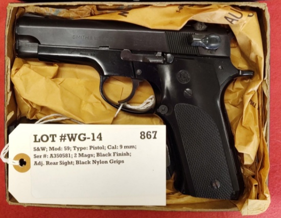 S&W Mod 59 Ser #A350581 9 mm Pistol