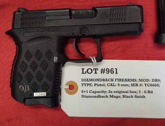 Diamondback Firearms Mod DB9 Ser #YC6668 Pistol 9mm