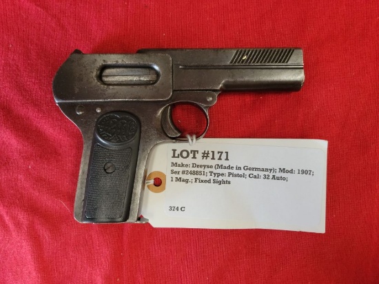 Dreyse, Germany, Mod 1907, 32 Auto Pistol