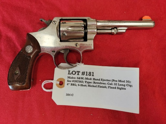 S&W Pre Mod 36 Hand Ejector 32 Long Revolver