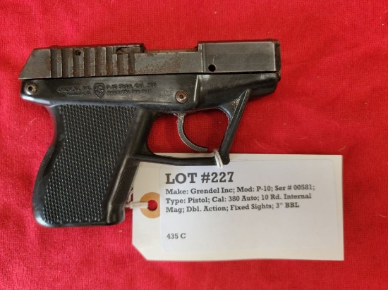 Grendel Inc Mod P-10 380 Auto Pistol