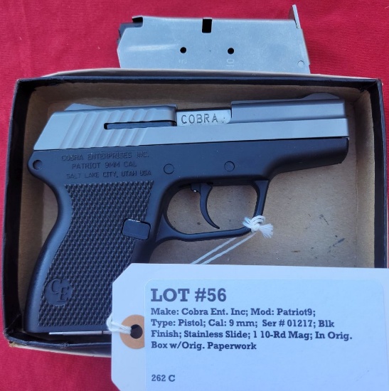 Cobra Ent. Inc. Model Patriot9 9mm Pistol