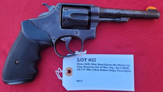 S&W Model Hand Ejector Pre Mod 10 32 Win Revolver