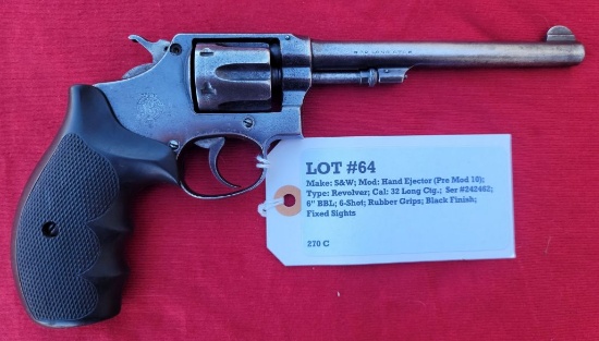 S&W Model Hand Ejector Pre Mod 10 32 Long Ctg Revolver