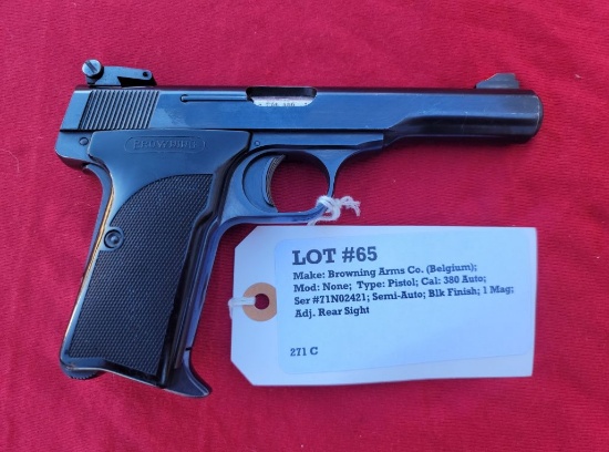 Browning Arms Co. (Belgium) No Model Shown 380 Auto Pistol