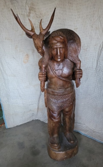 56" H Indian w/ Deer Statue