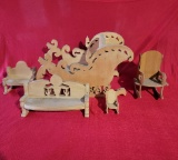 5 Pcs Wood Doll Furniture