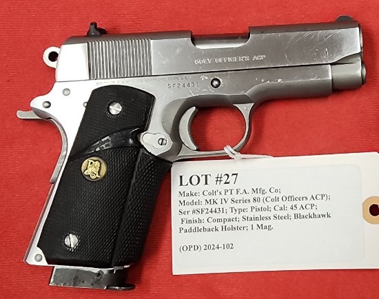 Colt's PT F.A. Mfg. Co Model MK IV Series 80 (Colt Officers ACP)