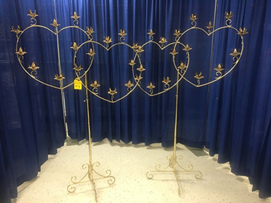 (2) 18 Light Double Heart Adjustable Height Candelabras