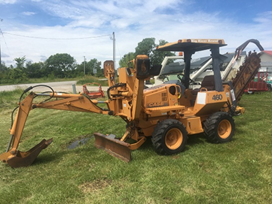 2000 Case 460 Trencher 5ft x6in Dirt Chain, Backhoe with 18in Bucket, 5ft-6 way Blade, 4WD